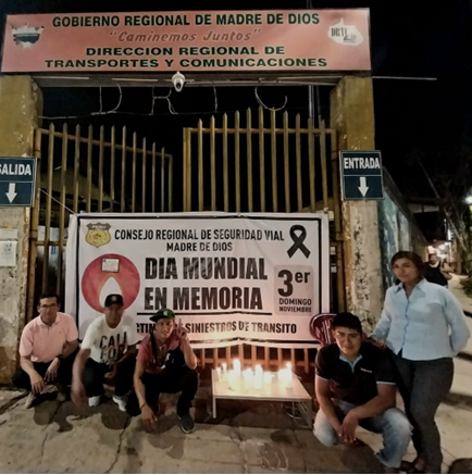 Madre de Dios: Consejo Regional de Seguridad Vial desarrolla vigilia por el Día Mundial en Recuerdo de las Víctimas de Siniestros de Tránsito